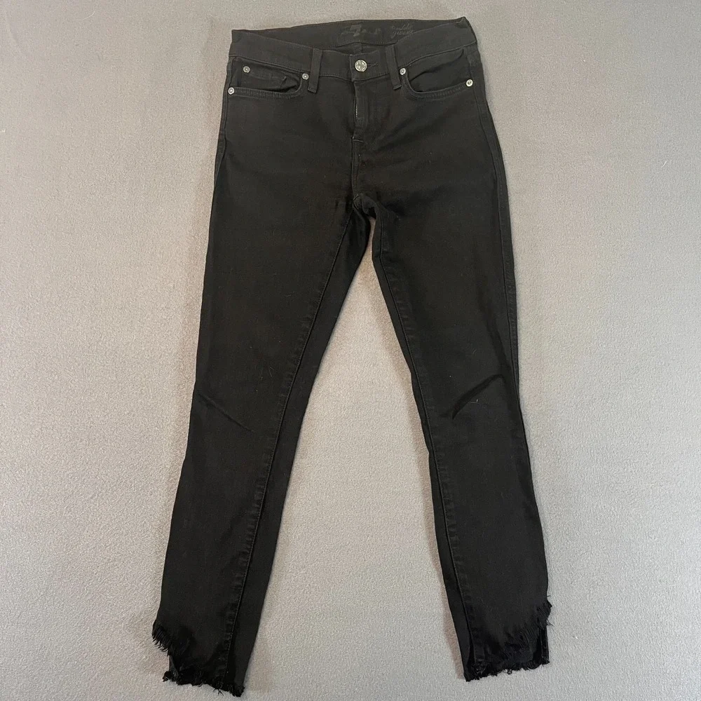 7 For All Mankind High‎ Waist Ankle Gwenevere Skinny Jeans Black Womens 28W X 26